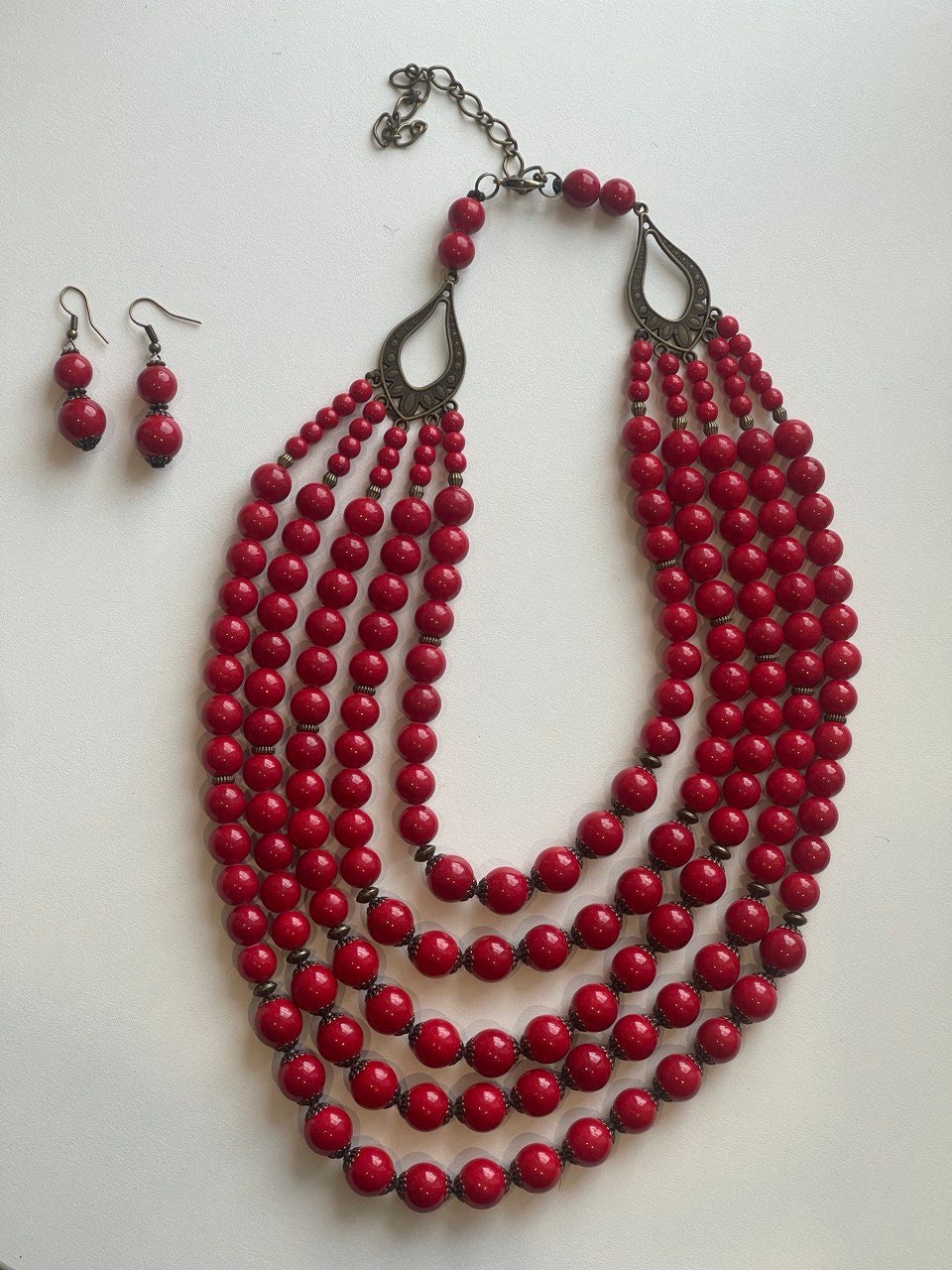 2025 Red Handmade Ukrainian Necklace with Pressed Coral Beads, Ethnic Hutsul Jewelry for Women