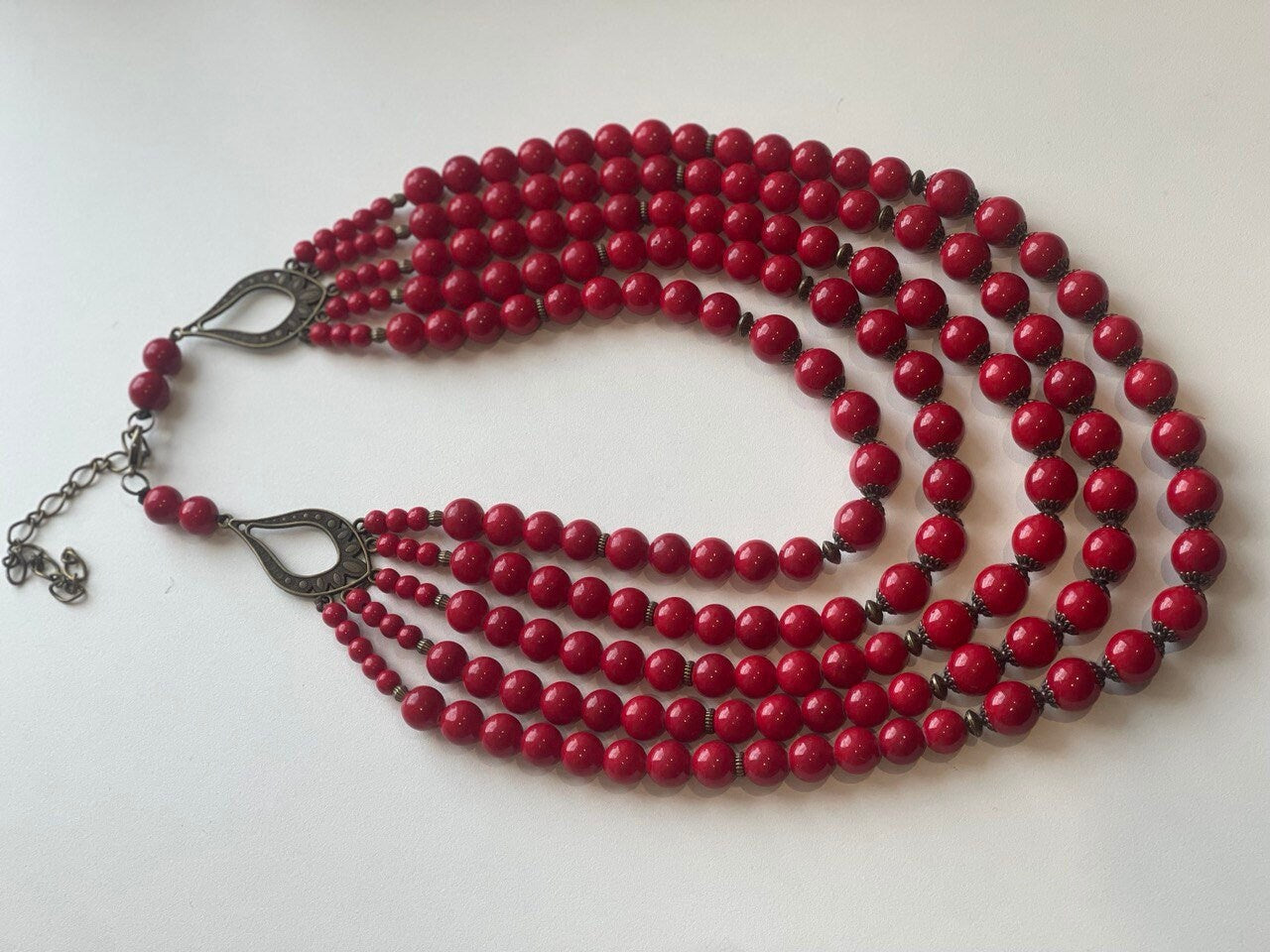 2025 Red Handmade Ukrainian Necklace with Pressed Coral Beads, Ethnic Hutsul Jewelry, Traditional Gift for Her