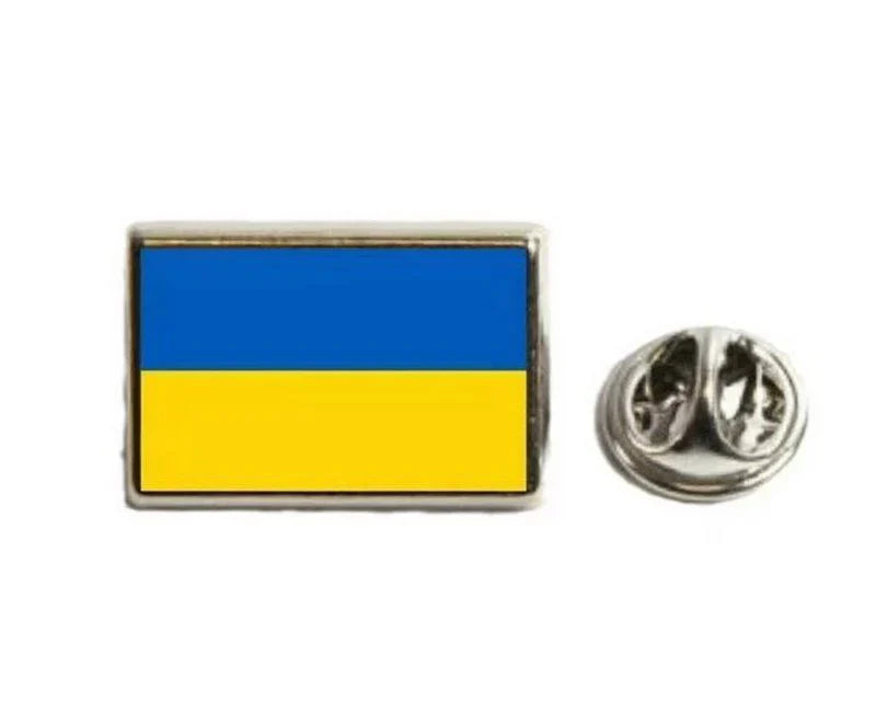 Ukrainian flag brooch with blue and yellow colors, symbolizing pride and support for Ukraine.