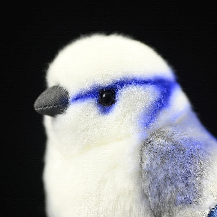 Gray Blue Tit Fat Chirp plush toy close-up with soft fabric and vibrant blue accents, perfect for cuddling and gifting.