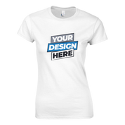 White Zalmera women’s cotton t-shirt with customizable text design, semi-fitted, soft ring-spun cotton, perfect for print on demand.