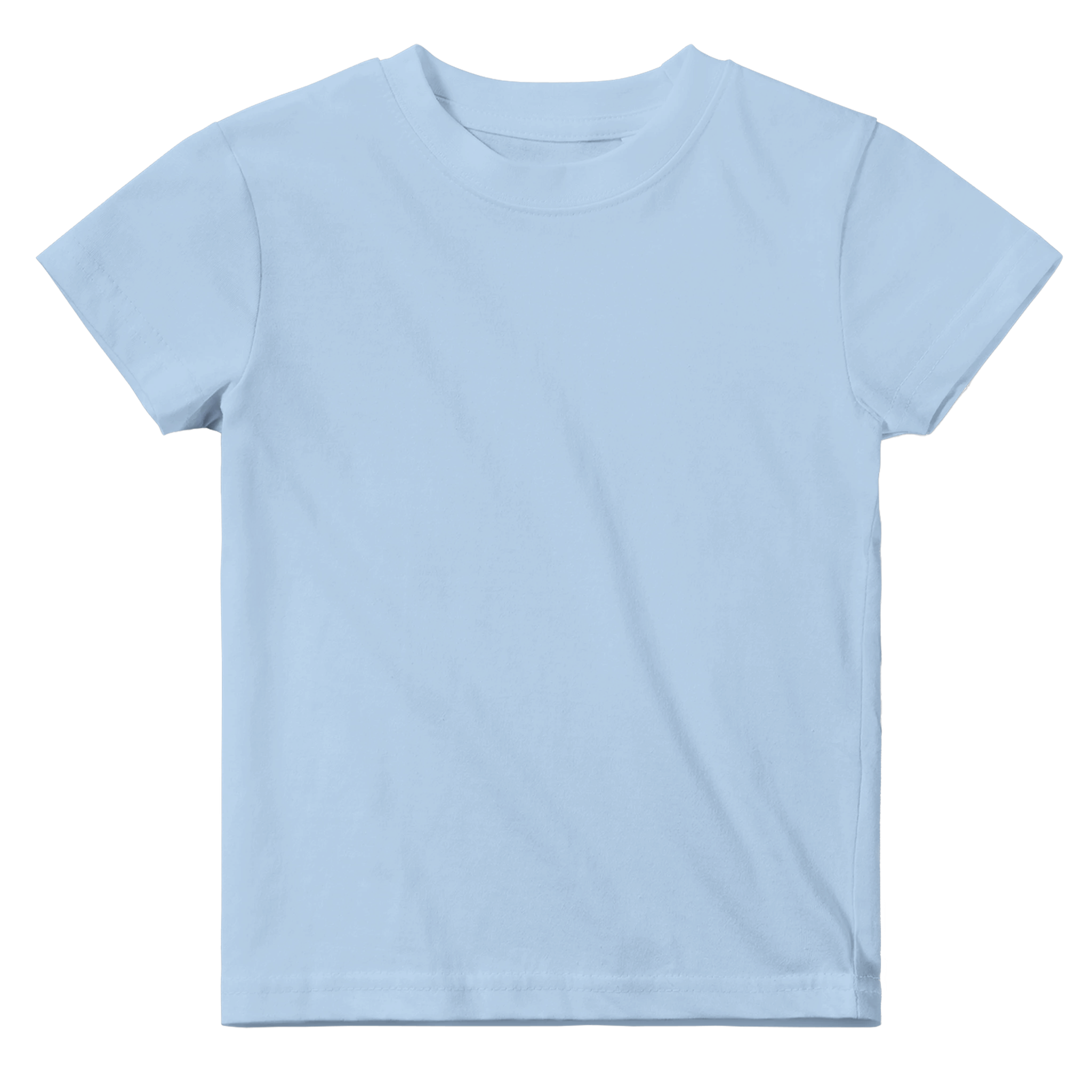 Light blue Leoni cotton baby tee with classic crewneck design, ideal for everyday wear and custom prints. Soft and breathable.