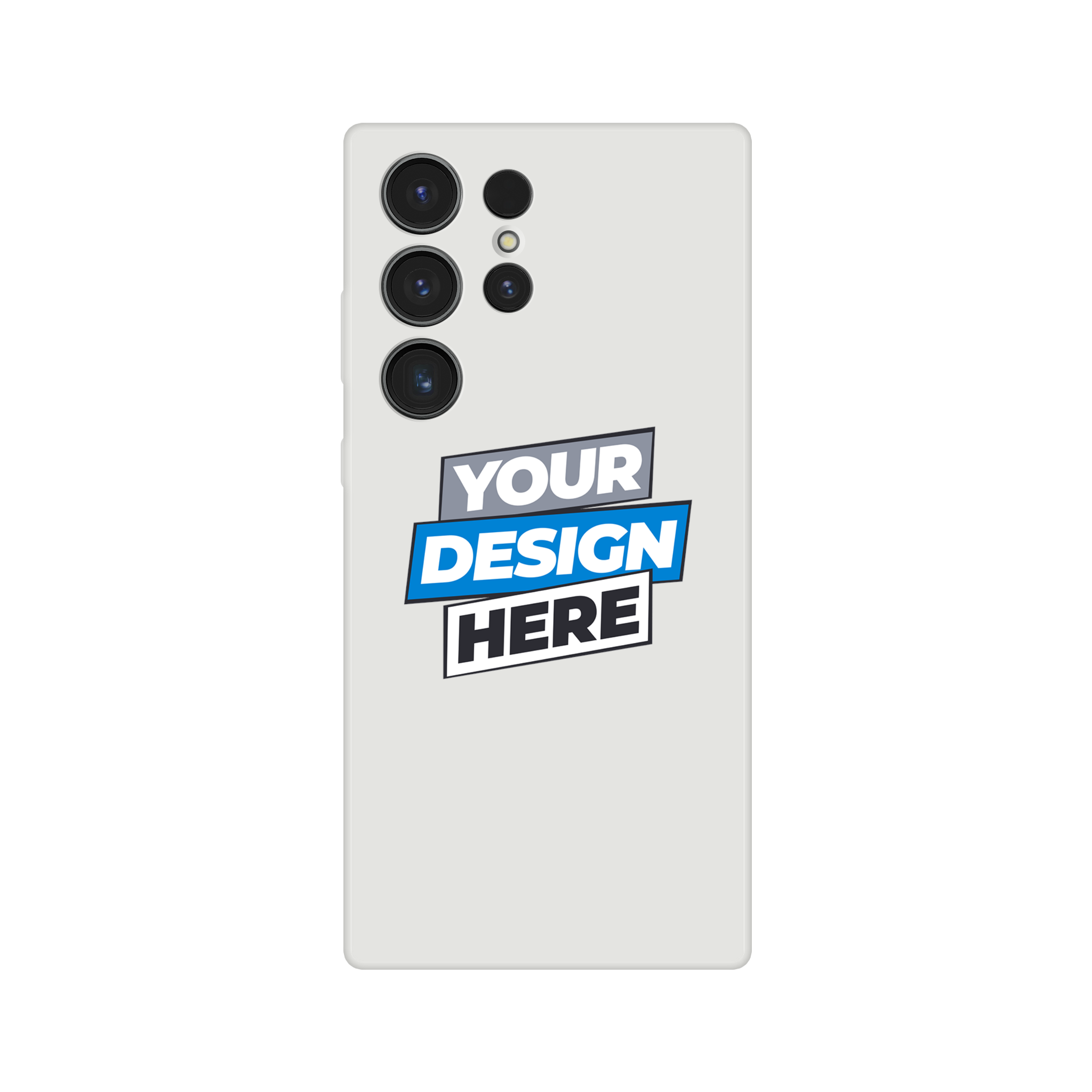 Customizable transparent Flexi iPhone case with a clear frosted finish, showcasing "Your Design Here" for modern aesthetics and protection.