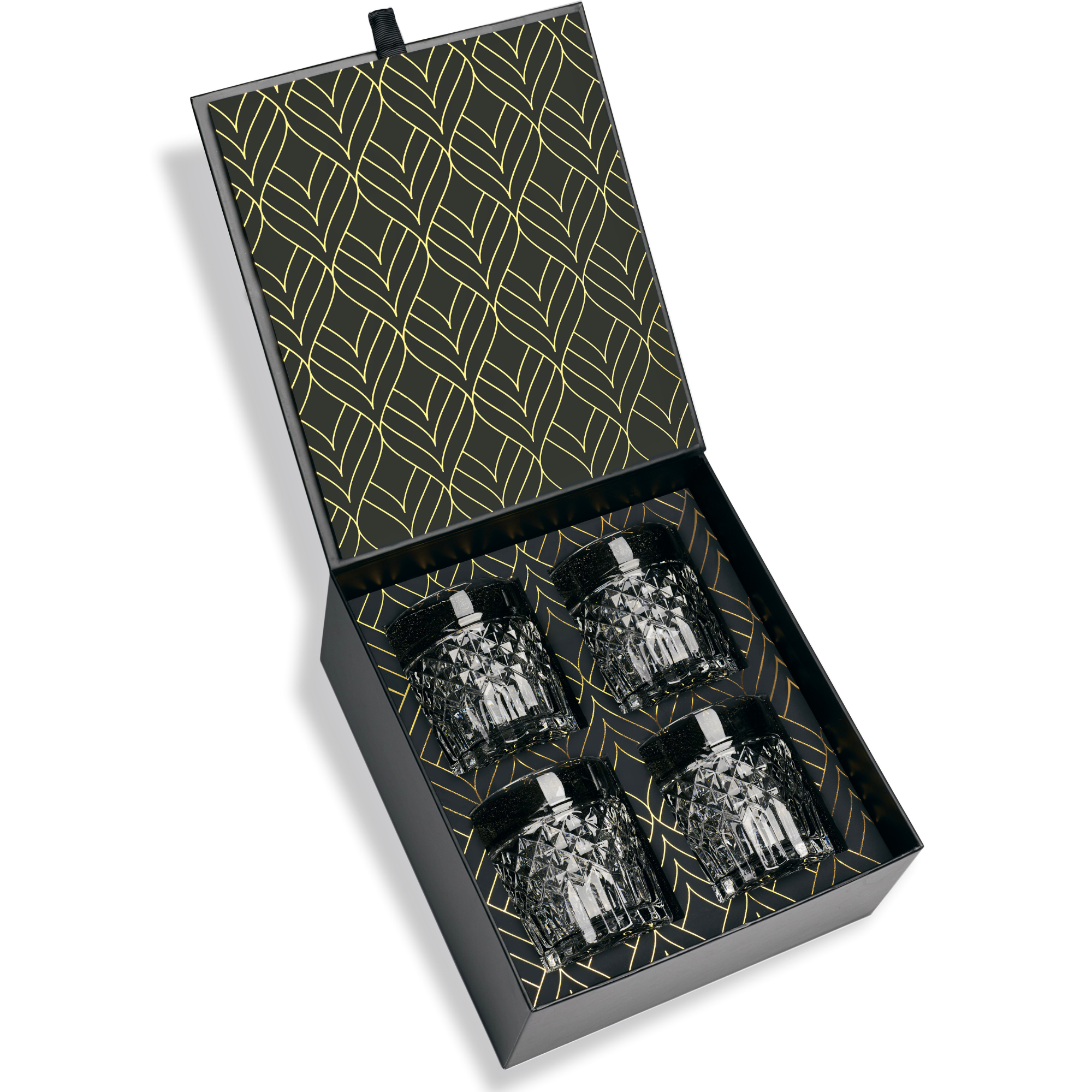 Prestige Whiskey Crystal Set - Four luxury crystal whiskey glasses in elegant gift box from the Privilege Collection.