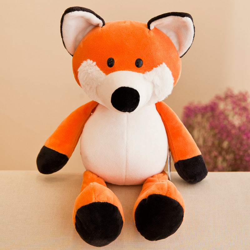 Cute jungle animal fox plush toy with soft orange and white fur, part of the jungle animal plush doll collection.