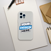 Transparent Flexi Case with customizable design slot on a table with a pen and notepad; ideal for creative art display.