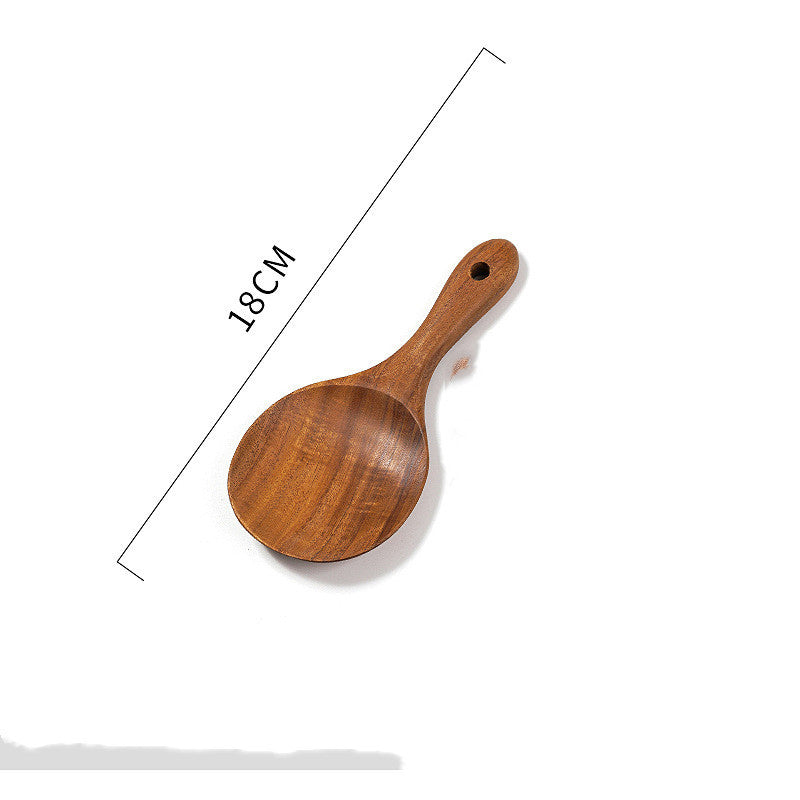 Teak unlacquered solid wood spatula, 18cm, ideal for non-stick wok stir-fry cooking, ergonomic handle, versatile kitchen tool.