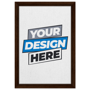 Custom framed canvas print in dark brown frame, featuring FSC-certified sustainable wood and cotton-polyester blend material.
