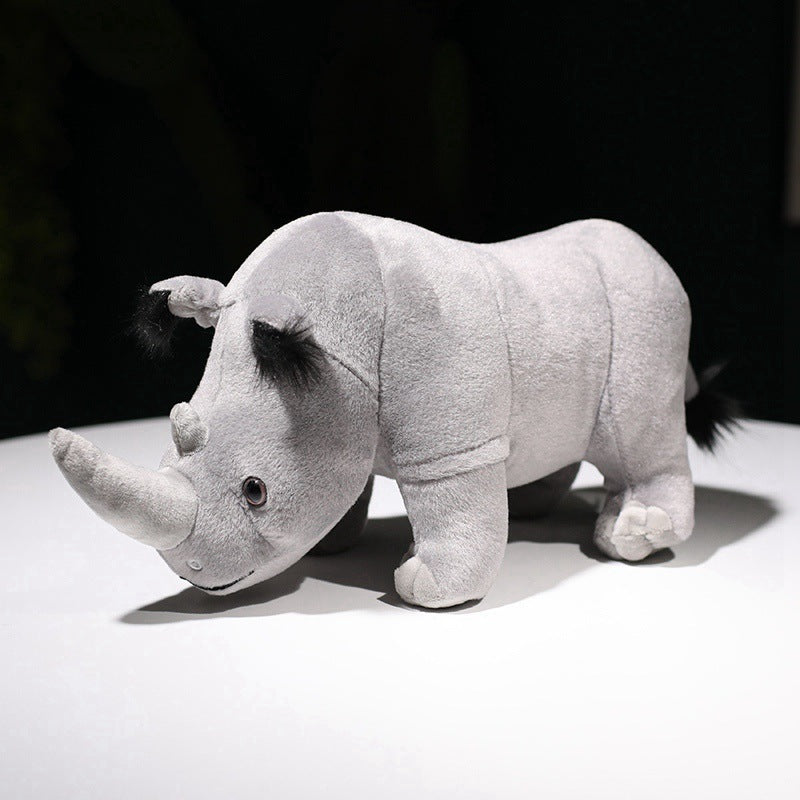 Cute rhino shape plush toy, soft grey stuffed animal doll, perfect gift for teenagers, filled with PP cotton for cuddling.