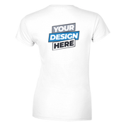 Women's Zalmera cotton t-shirt for print on demand, white with customizable design on back, semi-fitted style, soft fabric.