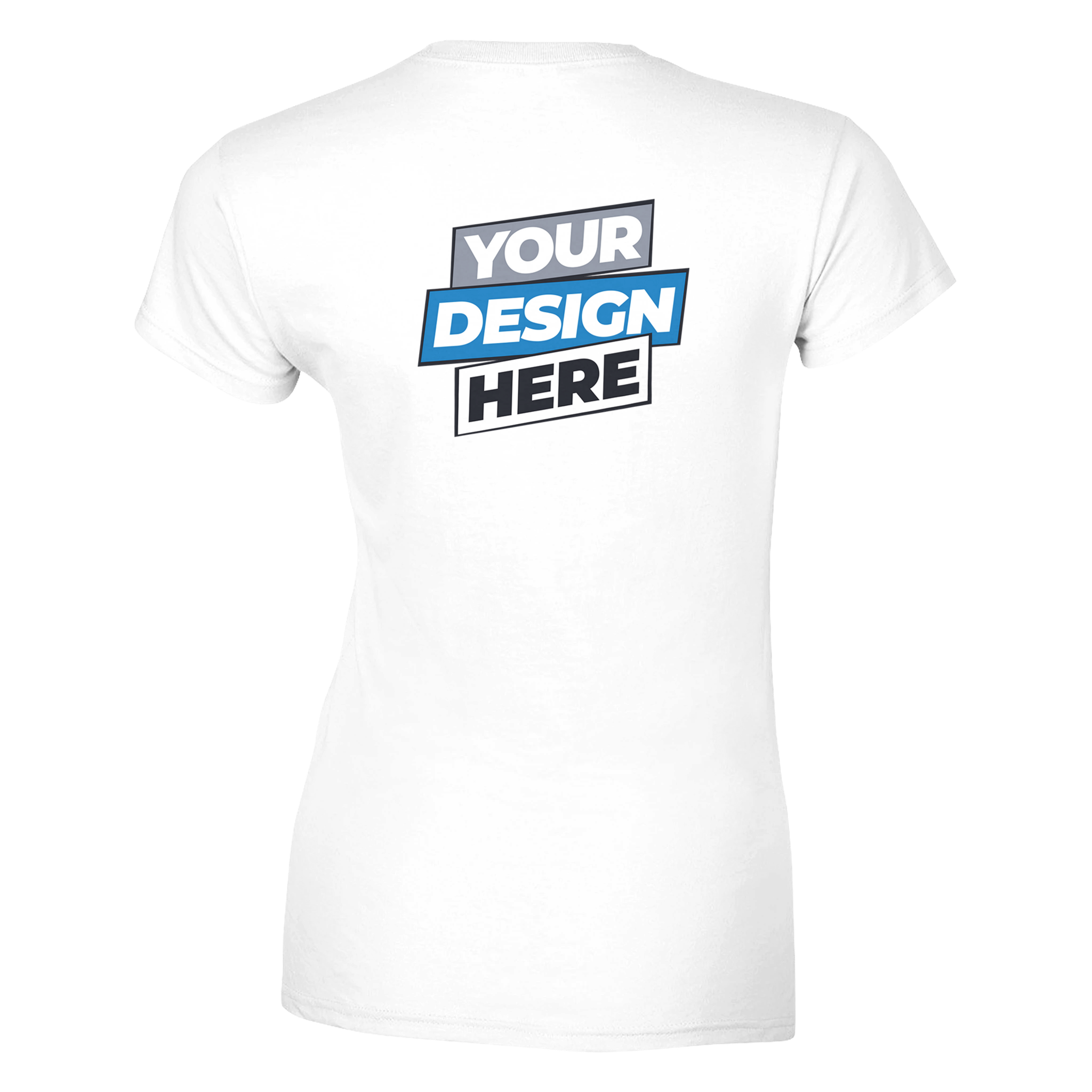Women's Zalmera cotton t-shirt for print on demand, white with customizable design on back, semi-fitted style, soft fabric.