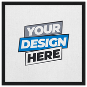 Custom framed canvas print with 'Your Design Here' text in black frame, suitable for personalized art displays.