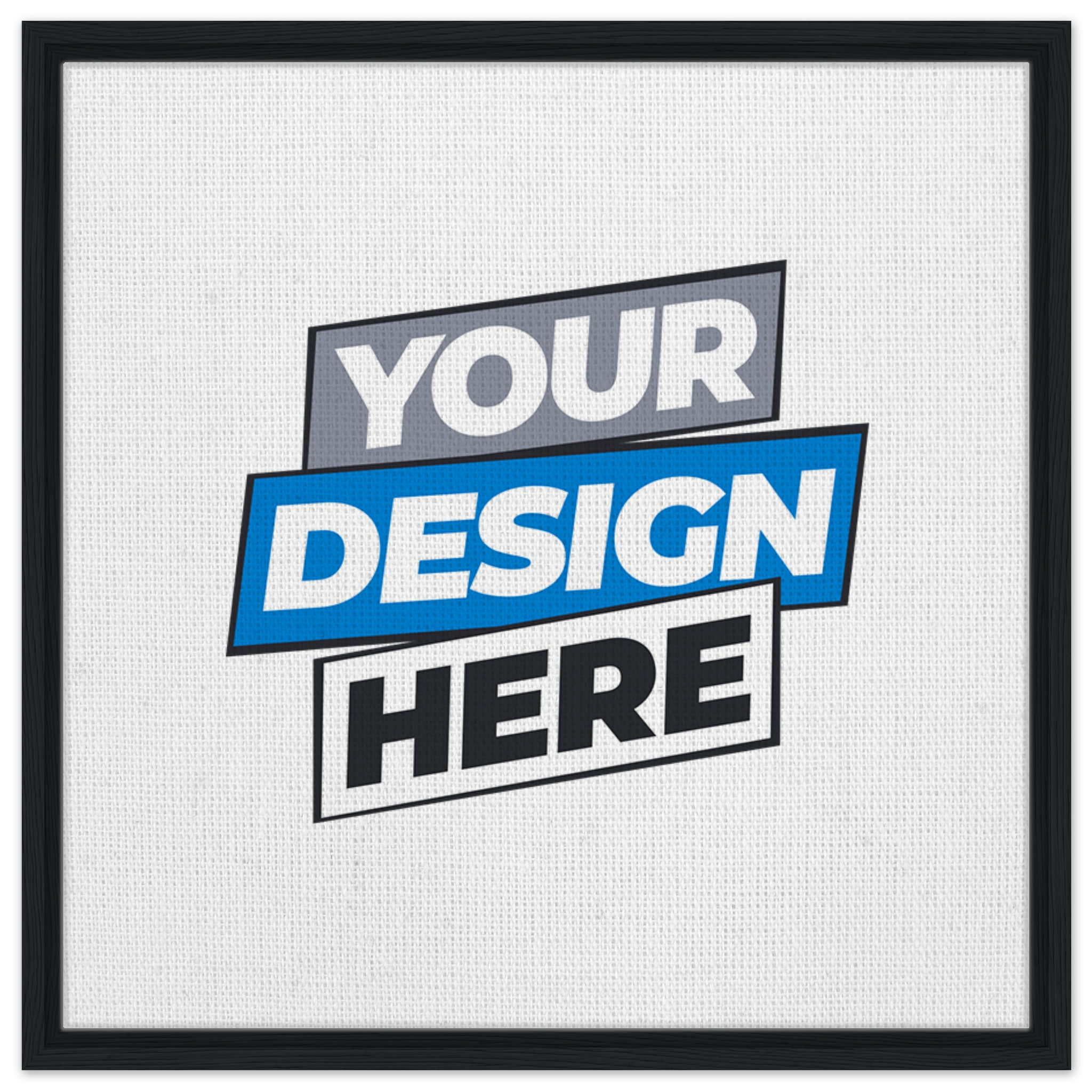 Custom framed canvas print with 'Your Design Here' text in black frame, suitable for personalized art displays.