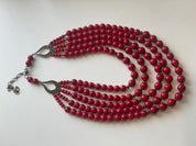 2025 Red Handmade Ukrainian Necklace with Pressed Coral Beads, Ethnic Hutsul Jewelry, Traditional Gift for Her