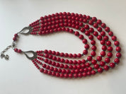 2025 Red Handmade Ukrainian Necklace with Pressed Coral Beads, Ethnic Hutsul Jewelry, Traditional Gift for Her