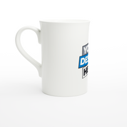 Print on Demand Slim White Porcelain Mug, 10oz; featuring glossy design ideal for coffee; microwave and dishwasher safe.