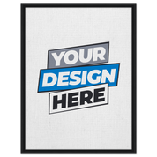 Customizable framed canvas print in black frame, featuring space for your design. Available in multiple sizes and sustainable materials.