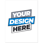 Customizable design template for folded greeting cards featuring "Your Design Here" text in bold, colorful typography.