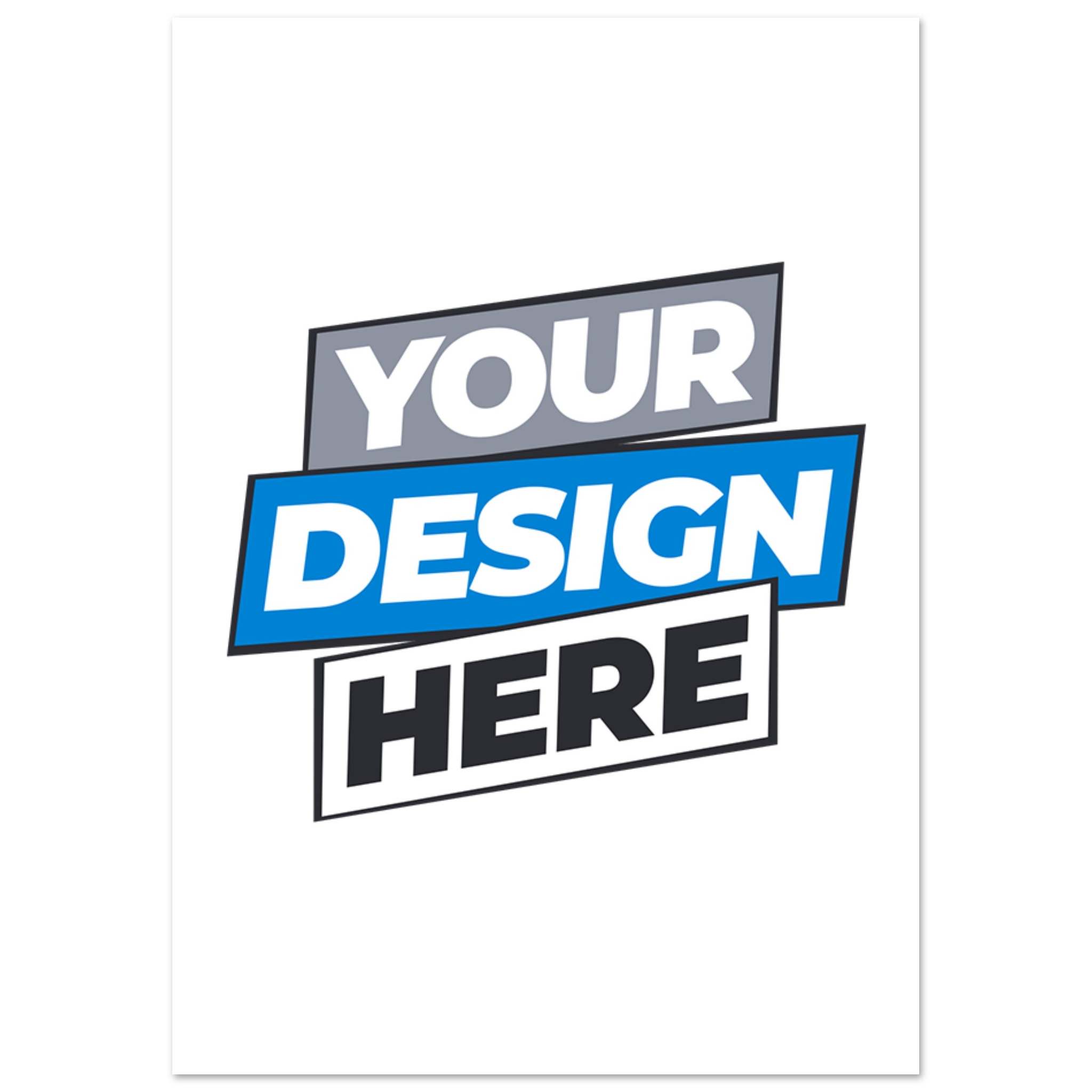 Customizable fine art poster template with space for personalized design, featuring "Your Design Here" text in bold colors.