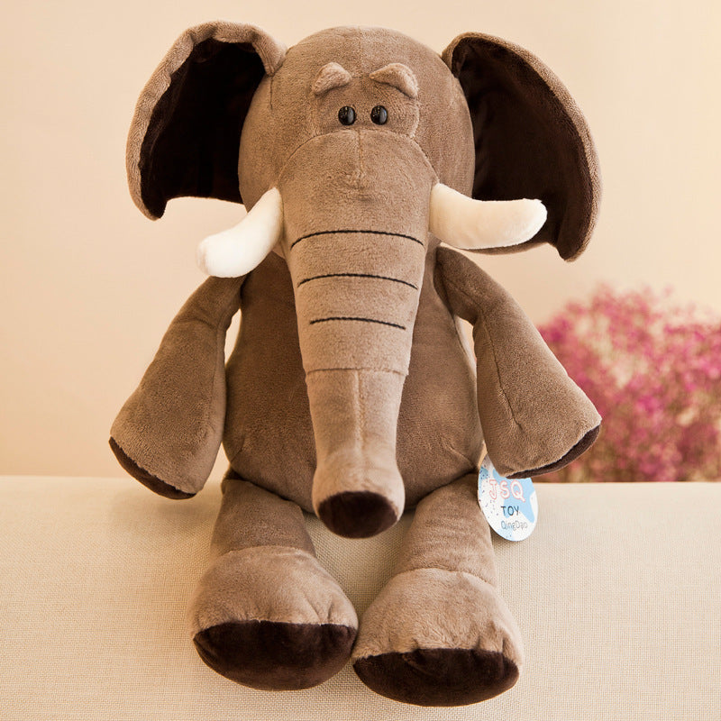 Plush elephant toy with soft brown fabric and large ears from the Jungle Animal Plush Toys collection.