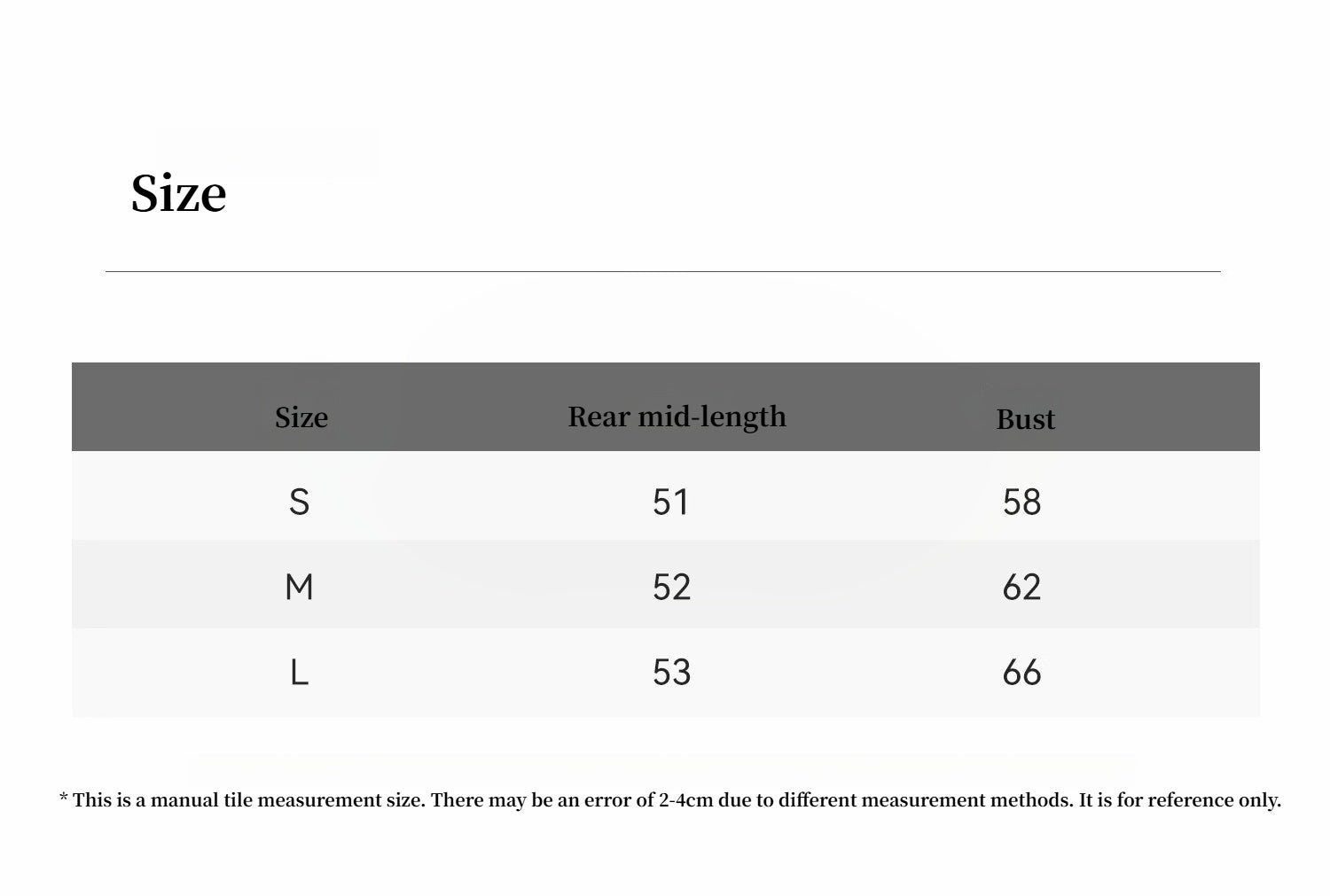 Size chart for Isvera Slim Cotton Camisole, showing measurements for Small, Medium, and Large in rear mid-length and bust.