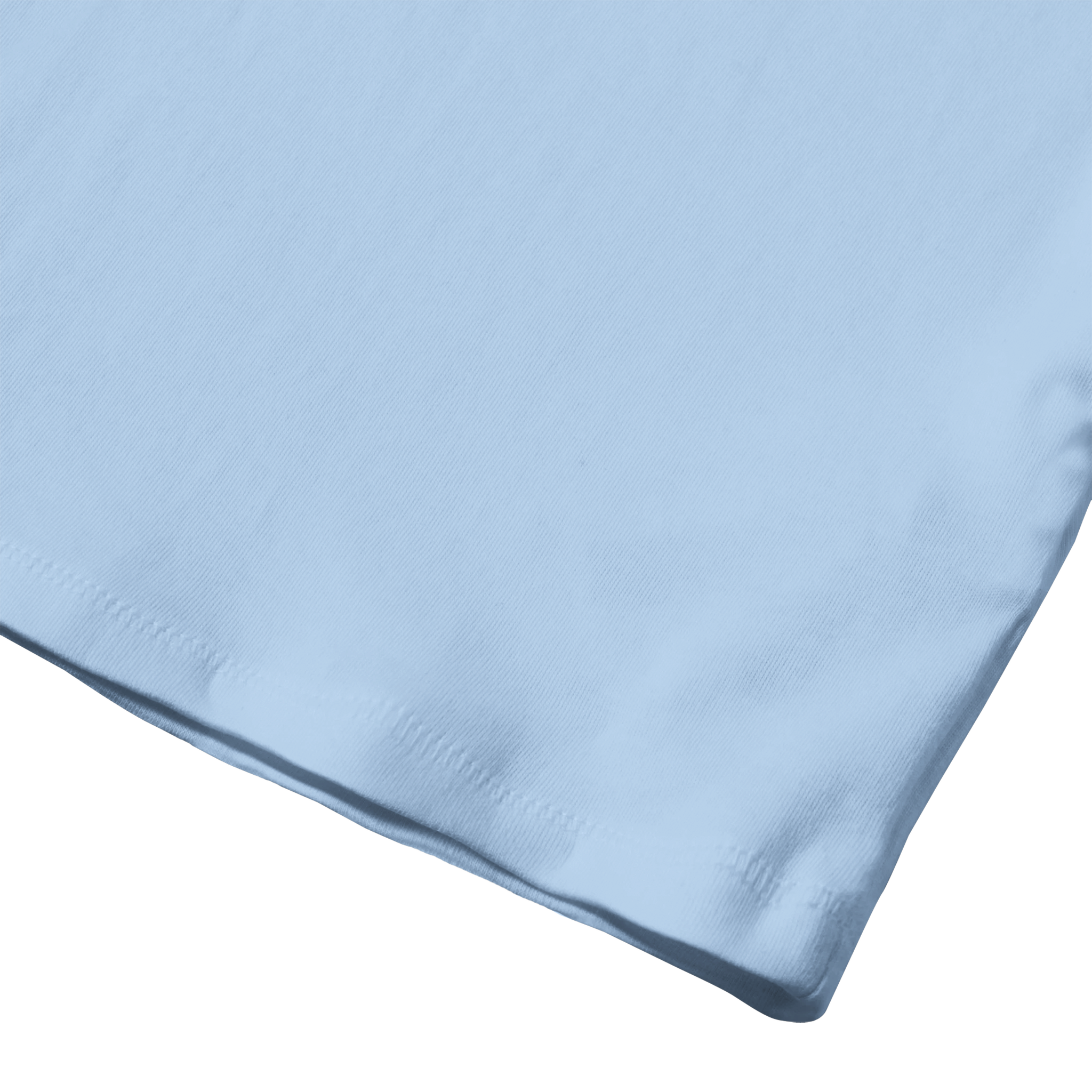 Close-up of light blue cotton baby tee fabric showcasing its softness and lightweight texture, ideal for custom prints and everyday comfort.