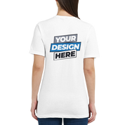 Back view of Zalmera Women’s Cotton T-Shirt with customizable print area, showcasing semi-fitted design and soft ring-spun cotton.