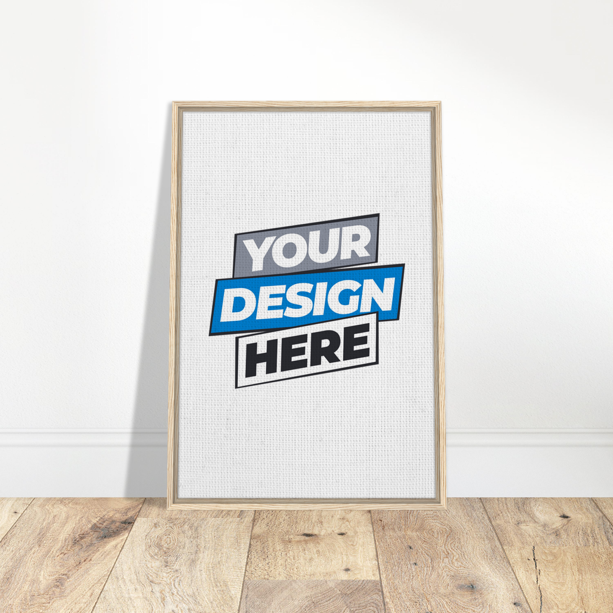 Framed canvas print with customizable design, natural wood frame, perfect for art enthusiasts seeking a personalized touch.