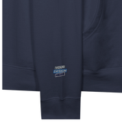 Dark blue pullover hoodie with kangaroo pocket and custom design area