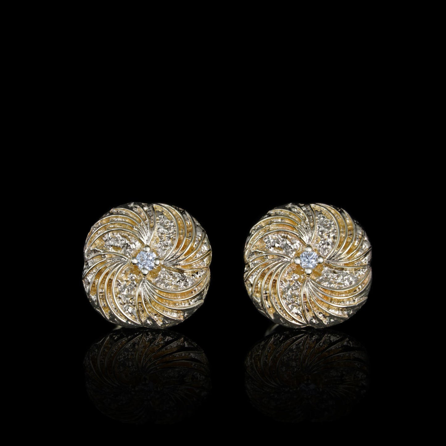 Elegant Golden Tango earrings in 14K yellow gold with diamond accents, showcasing sophisticated and timeless design.