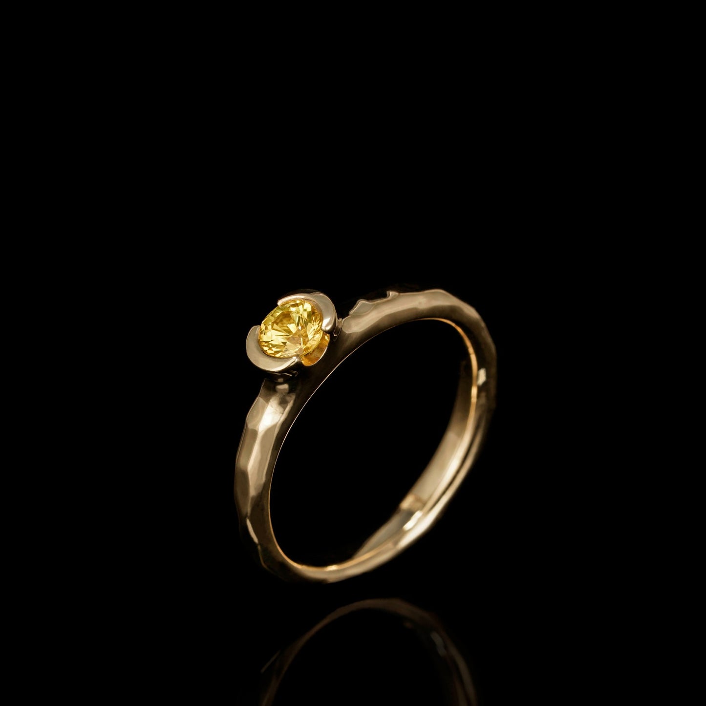 Elegant 18K yellow gold engagement ring with a radiant yellow sapphire, "Golden Eternity", symbolizing love and commitment.