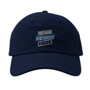 Navy Flexfit 6277 fitted baseball cap with customizable front design and athletic shape featuring a curved visor.