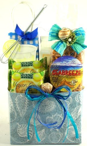 Tropical Treats Gift Basket with cookies, rum cake, snacks, and Florida-inspired delights wrapped in a decorative box.