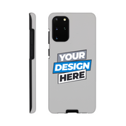Print on demand gloss tough phone case for Samsung with custom design, dual-layer protection, high-gloss finish and wireless charging compatibility.