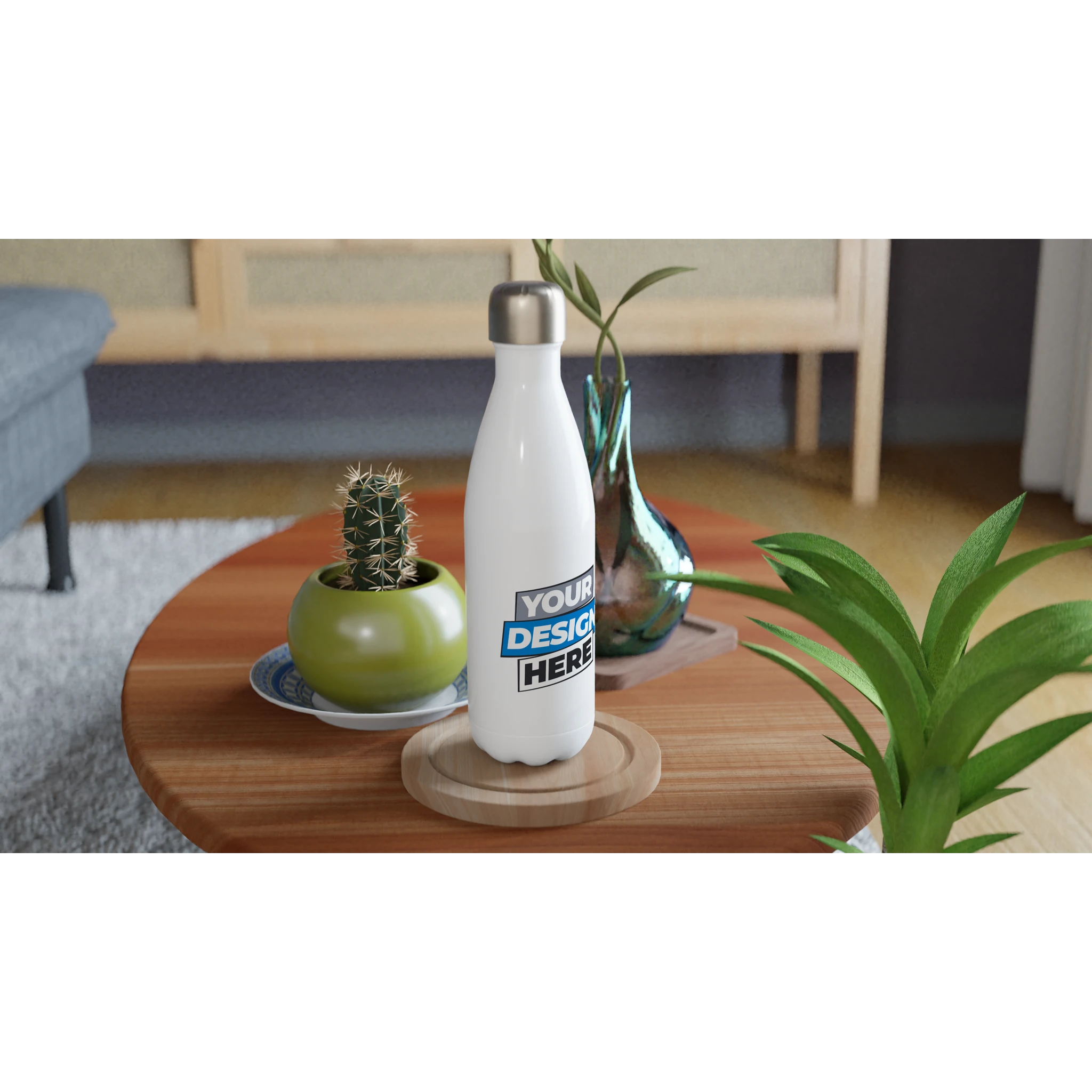 Print on Demand 17oz Stainless Steel Water Bottle with Customizable Design on a Table