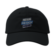 Black Flexfit 6277 fitted baseball cap with customizable front design, featuring athletic shape and curved visor.