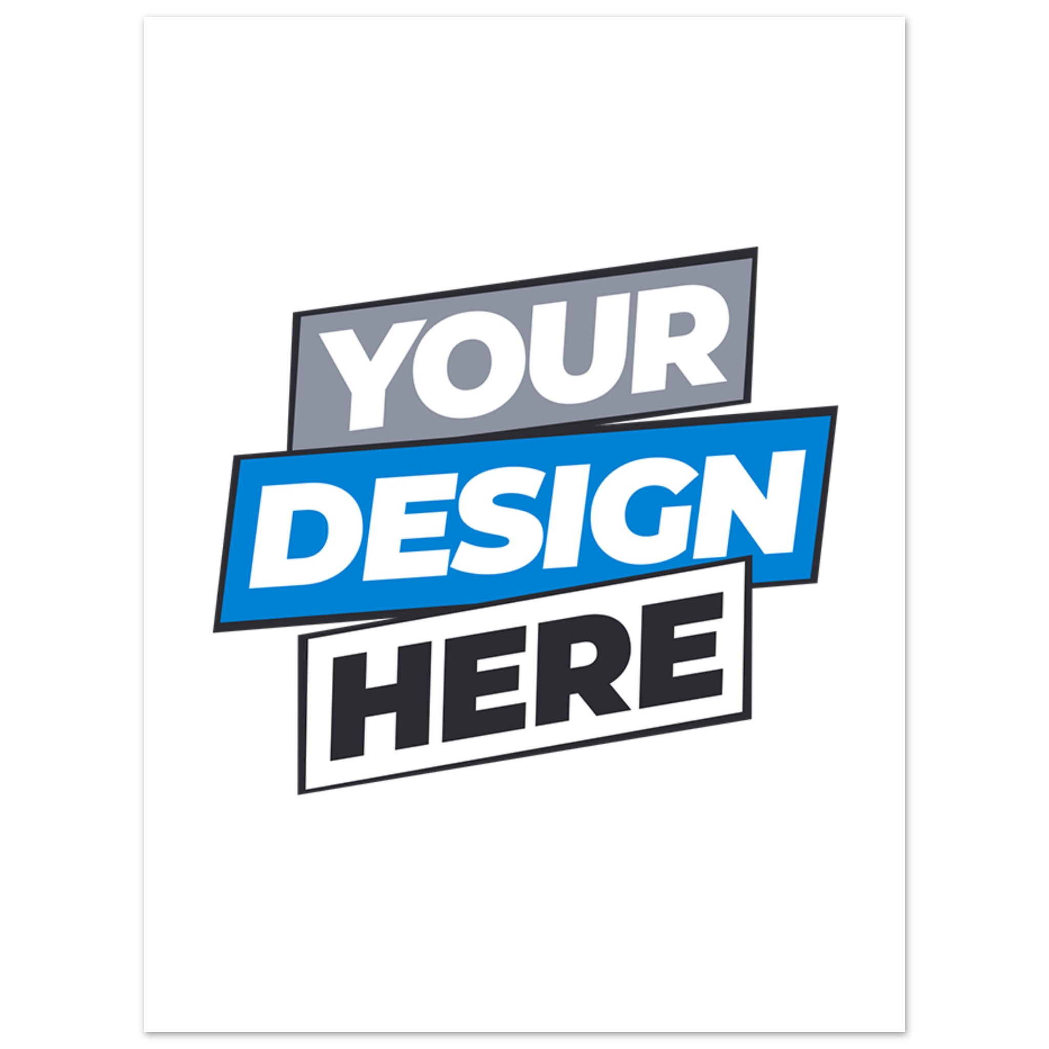 Customizable fine art poster template with bold text 'Your Design Here', ideal for showcasing vivid, personalized artwork prints.