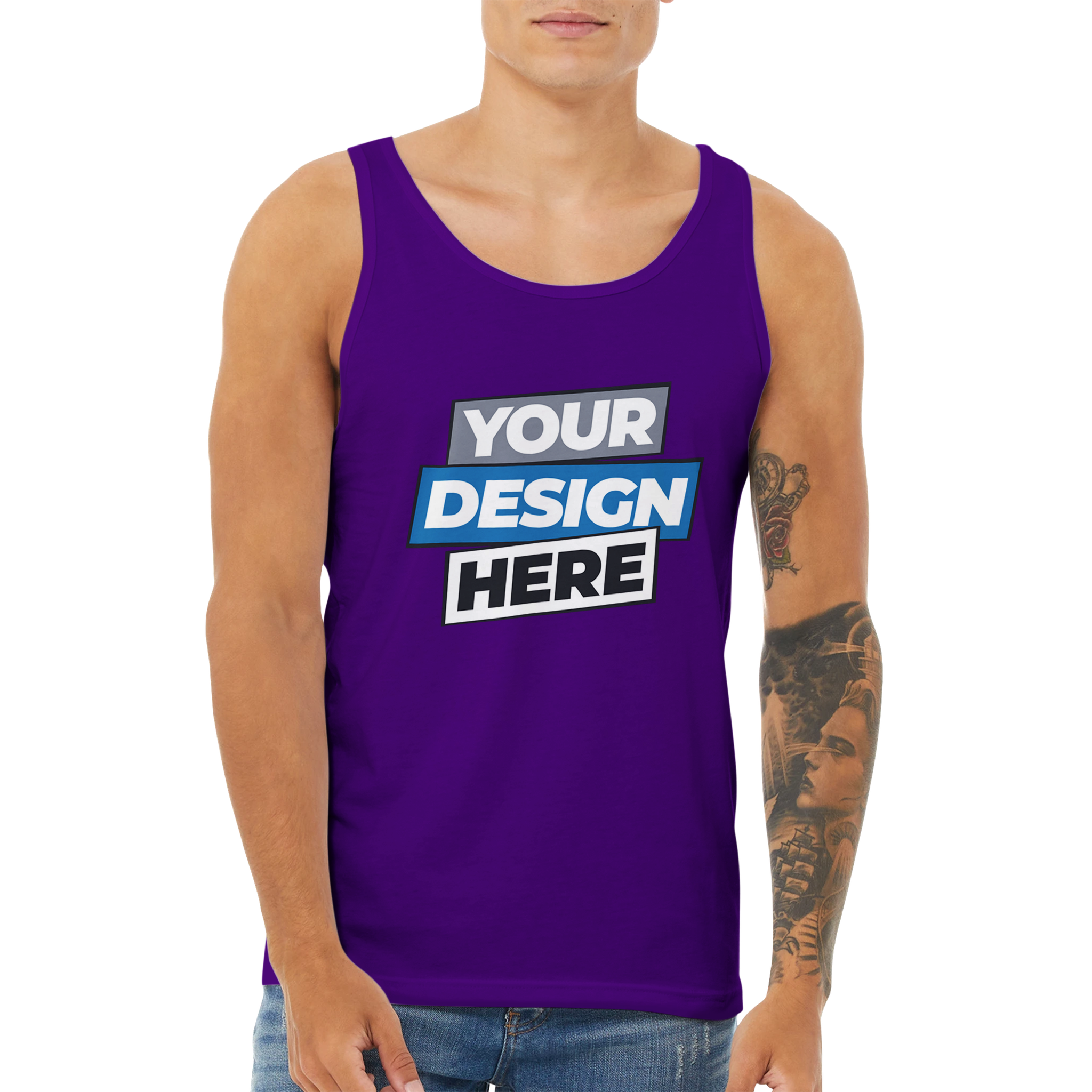 Unisex Calvoro cotton tank with customizable design, featuring a minimalist cut and breathable comfort, suitable for layering.