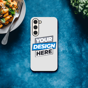 Customizable gloss tough phone case for Samsung with your design, featuring dual-layer protection and wireless charging compatibility.