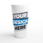 17oz white ceramic latte mug for print on demand, featuring a customizable design area, perfect for personalized lattes and hot drinks.