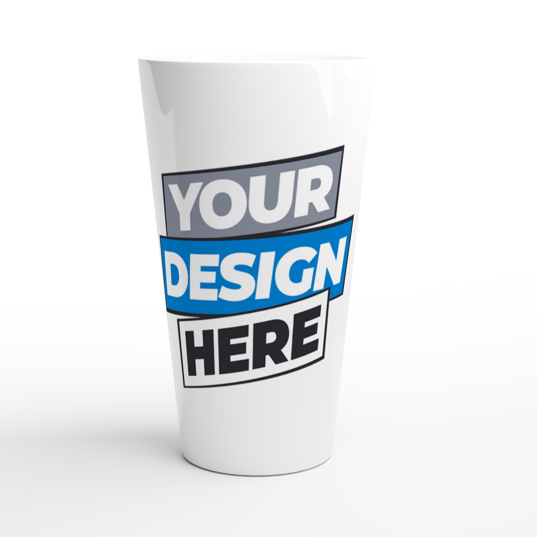 17oz white ceramic latte mug for print on demand, featuring a customizable design area, perfect for personalized lattes and hot drinks.