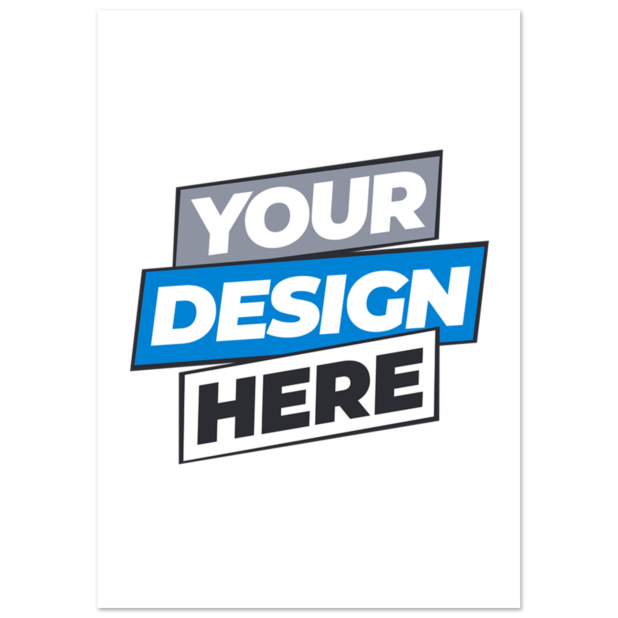 Customizable fine art poster template showcasing 'Your Design Here' text on a blank canvas, ideal for vivid personalized designs.