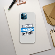Flexi Case with customizable design display, transparent with modern texture, impact-resistant, wireless charging compatible