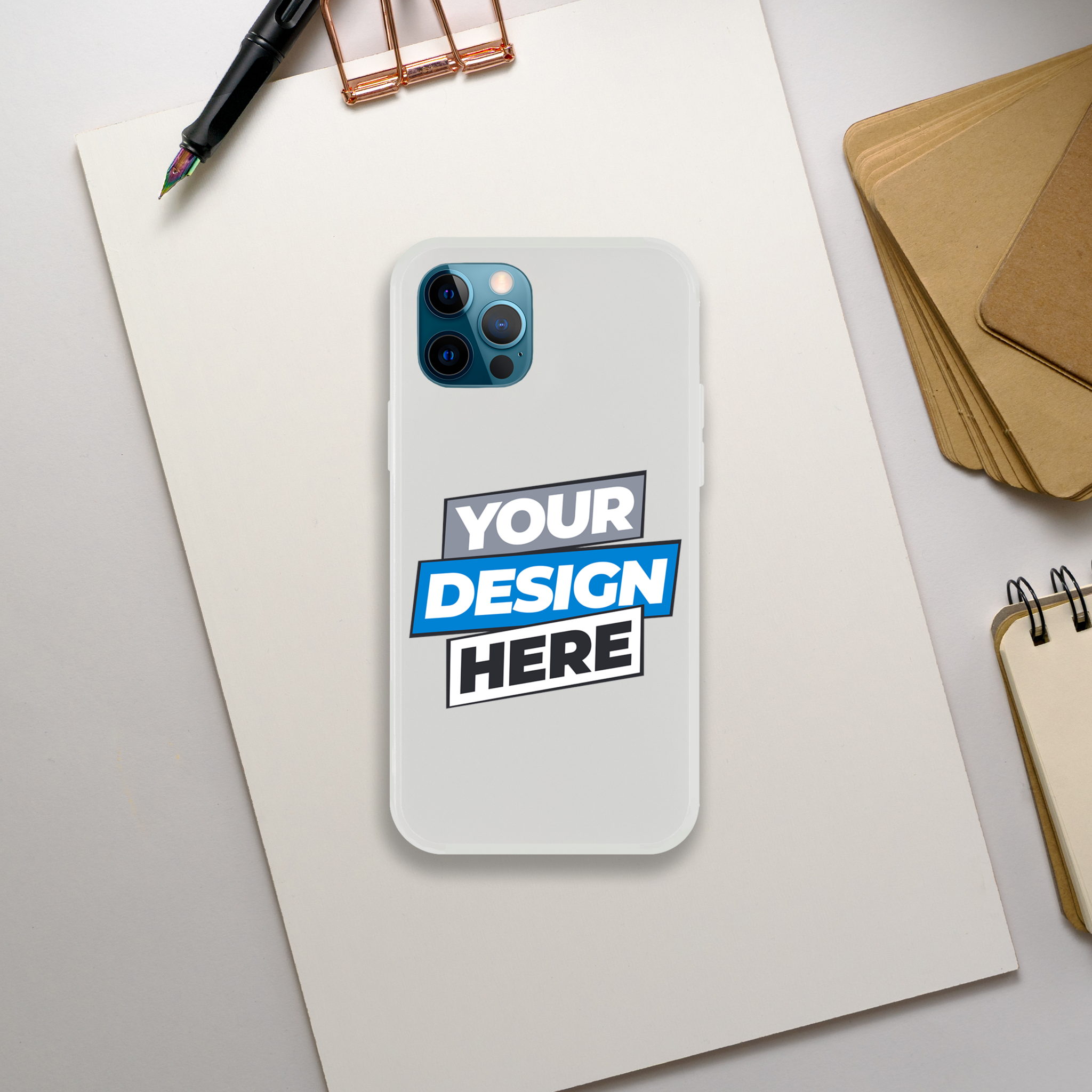 Flexi Case with customizable design display, transparent with modern texture, impact-resistant, wireless charging compatible