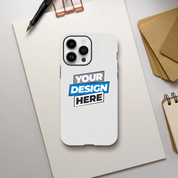 Print on demand gloss tough iPhone case with customizable design and dual-layer protection, shown with sleek and durable build.