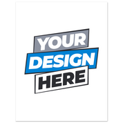 "Your Design Here" template for custom fine art poster printing, featuring bold, modern typography on a white background.