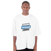 Model wearing Men's Oversized Drop-Shoulder Crewneck T-Shirt by Shaka Wear, showcasing streetwear style with a relaxed fit.