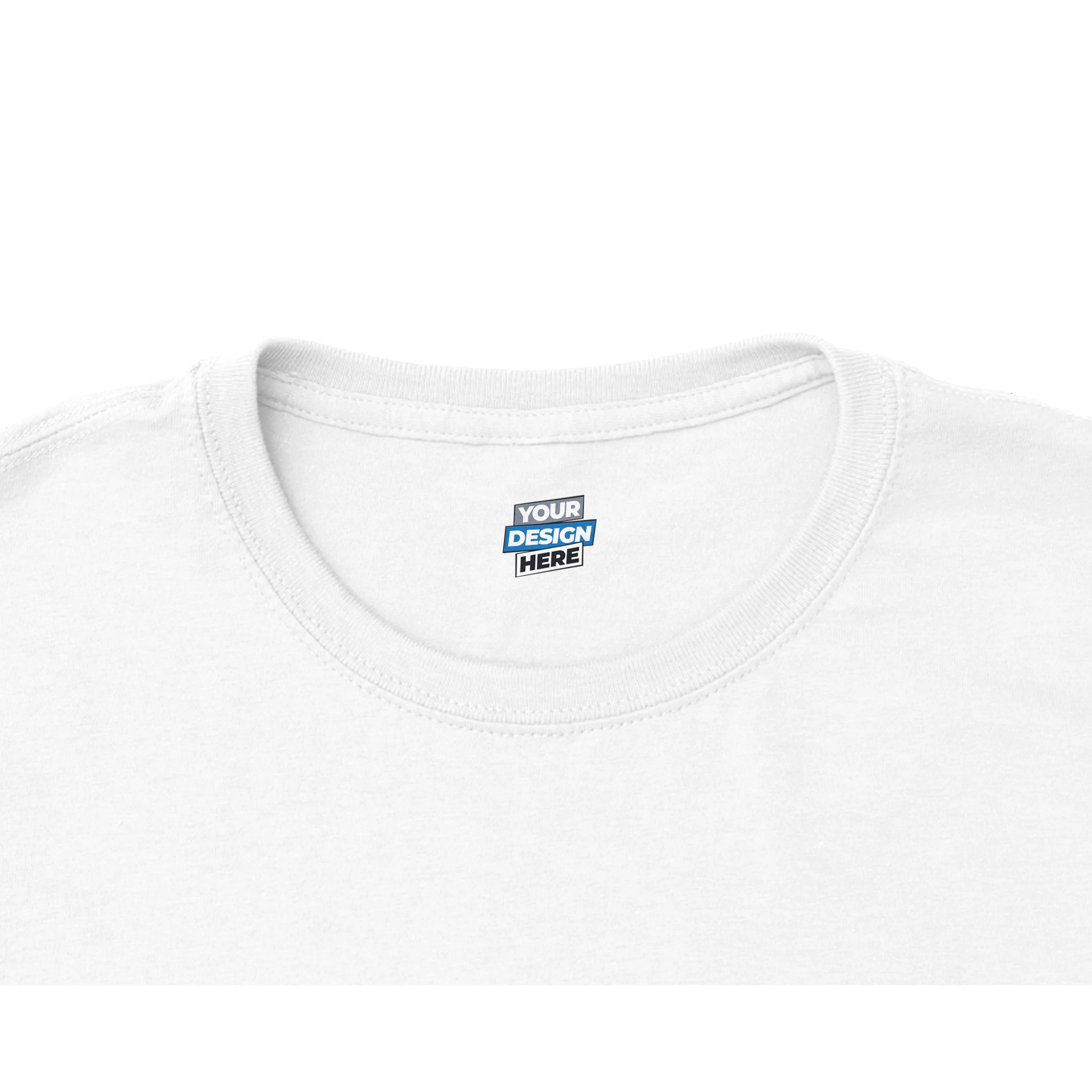Close-up of Zalmera women's cotton t-shirt neckline, featuring your design label and smooth, customizable surface.
