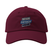 Maroon Flexfit 6277 fitted baseball cap with customizable front design, featuring a curved visor and athletic shape.