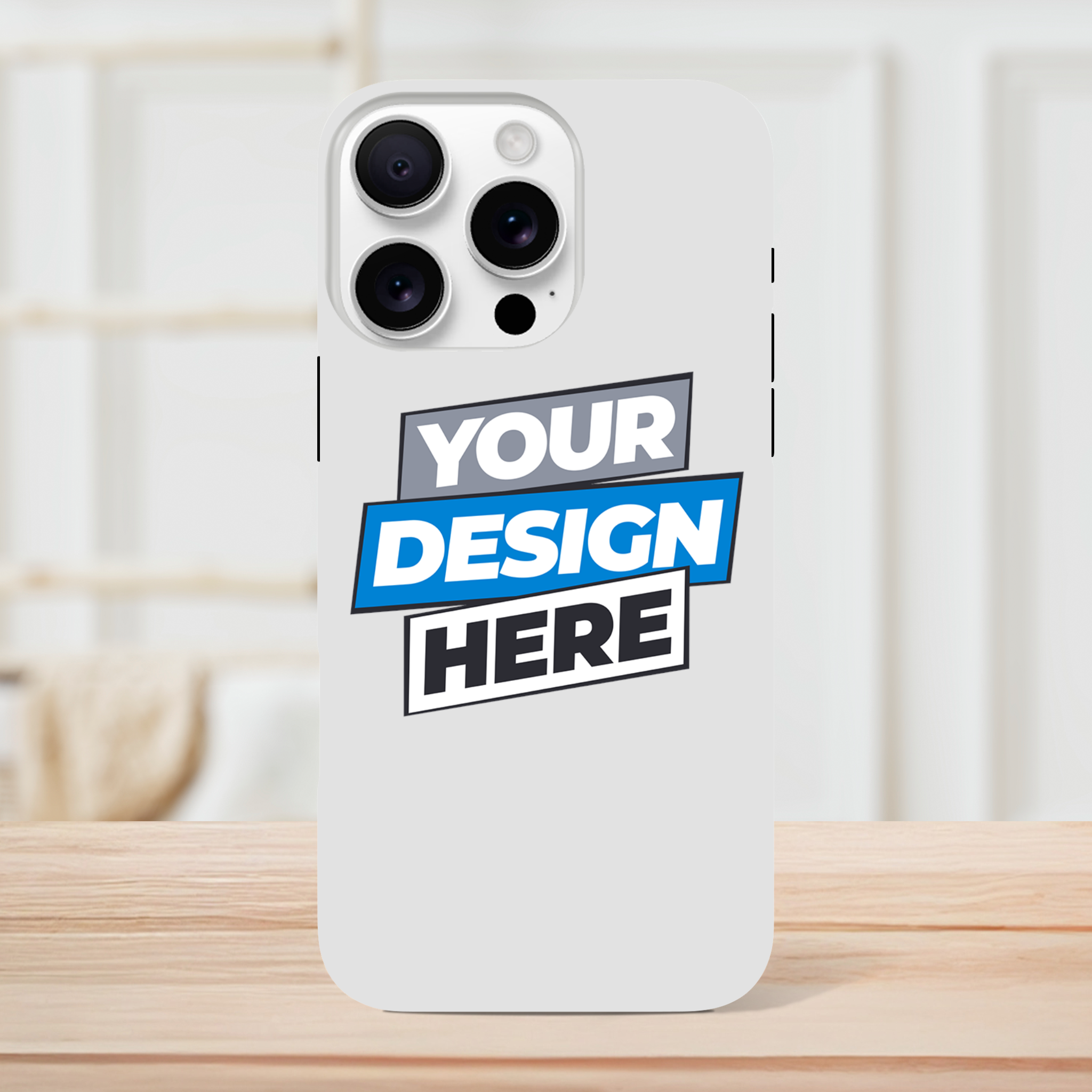 Customizable glossy tough iPhone case with dual-layer protection featuring 'Your Design Here' text, ideal for style and durability.